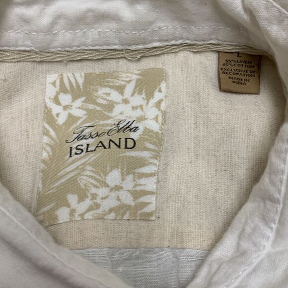 Mens Tasso Elba Island’ Linen Blend Floral Beach Button Down Shirt - Picture 5 of 5